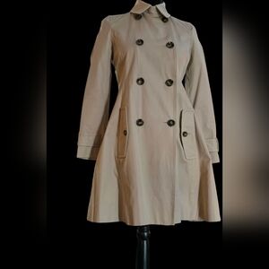 Banana Republic Tan Trench Coat with Double-Breasted Front and Wide Lapels